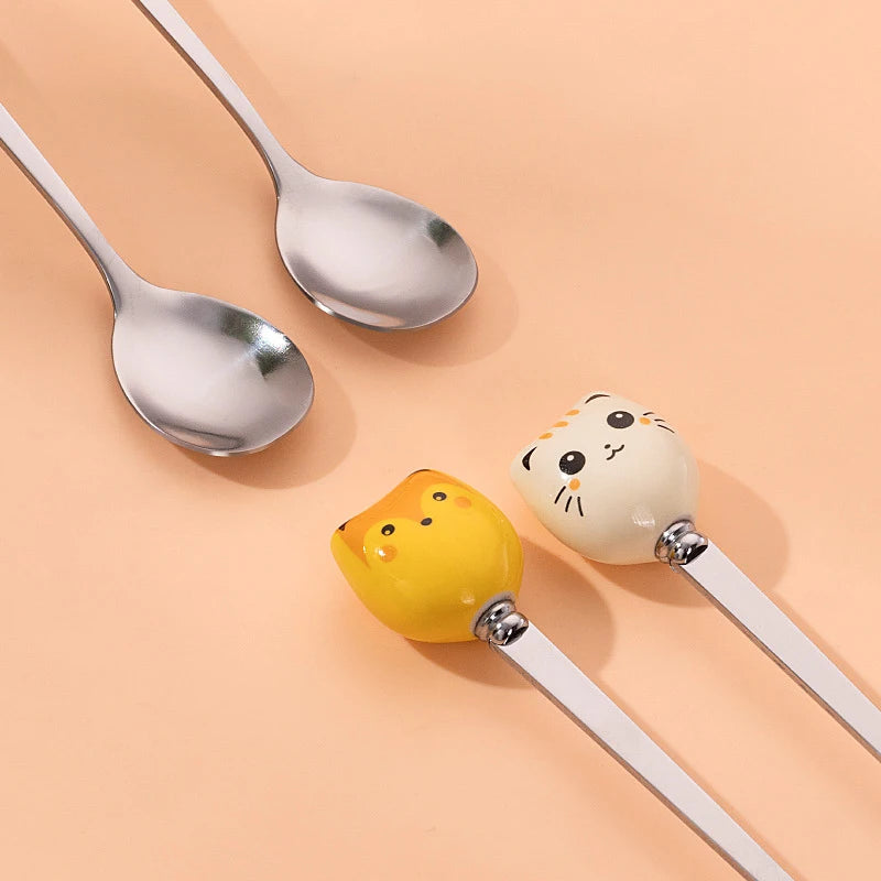 Stainless Steel Long Cat Handle Coffee & Dessert Spoon