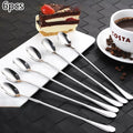 6pcs Stainless Steel  Ice Tea Scoop Dessert Spoon Food Grade Ice Cream Candy Tea Spoon Milkshake Coffee Multi-Purpose Spoon